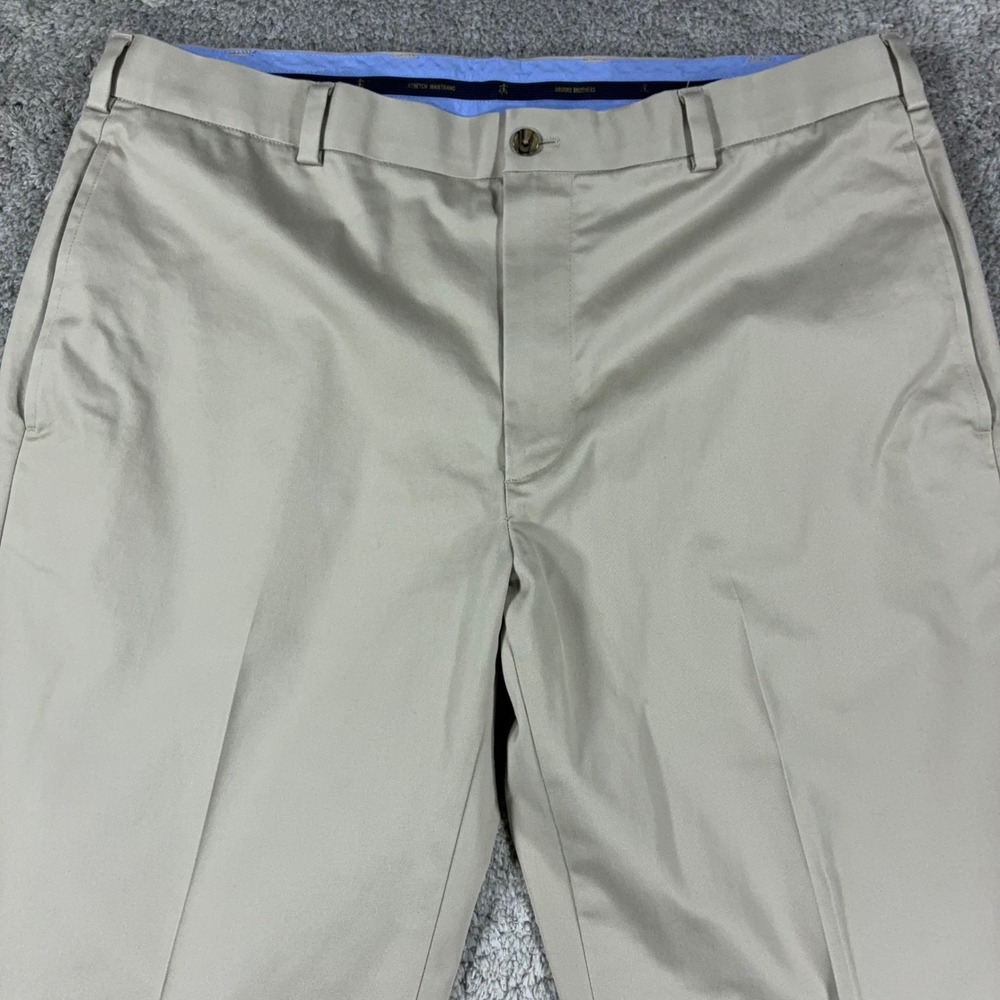 Brooks Brothers Advantage Chino Clark Fit Pants Mens 38x30 Khaki Stretch - Picture 2 of 10
